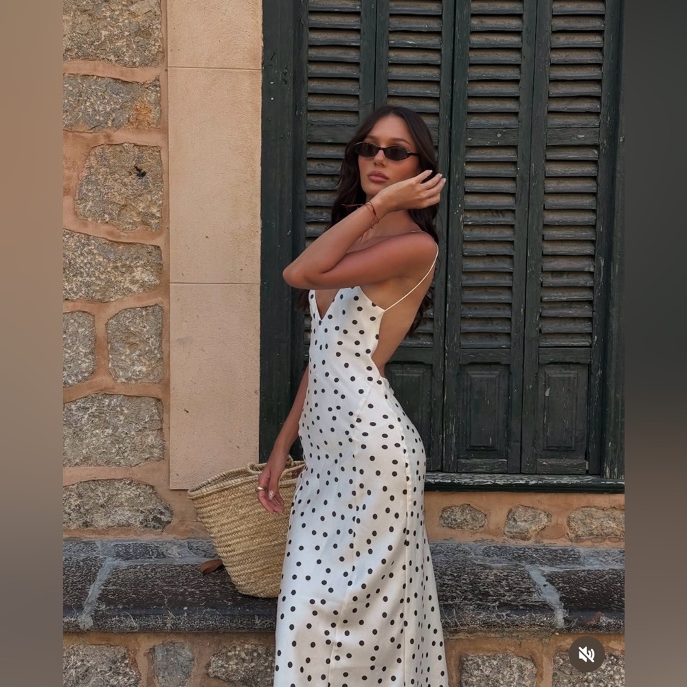 Zara White Polka Dot Slip Dress - Picture 7 of 16